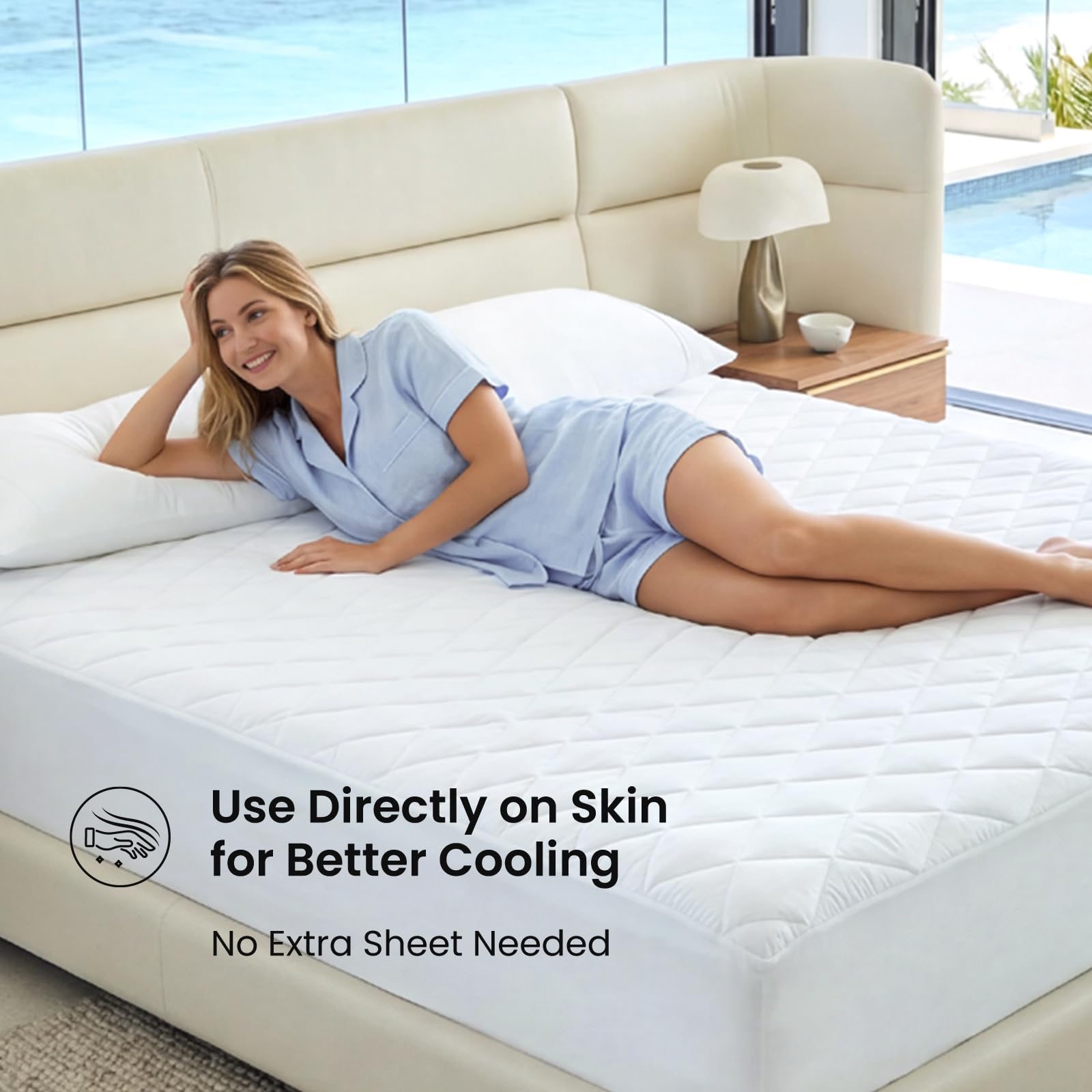 Amazon.com: Cozy Bliss Cooling Mattress Pad Queen, White